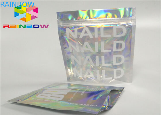 প্রিন্টিং জিমার প্লাস্টিক ম্ললার ফয়েল ziplock প্যাকেজিং হোলোগ্রাম লজার holographic স্ট্যান্ড আপ উপহার / বোতল জন্য জিপ থলি ব্যাগ