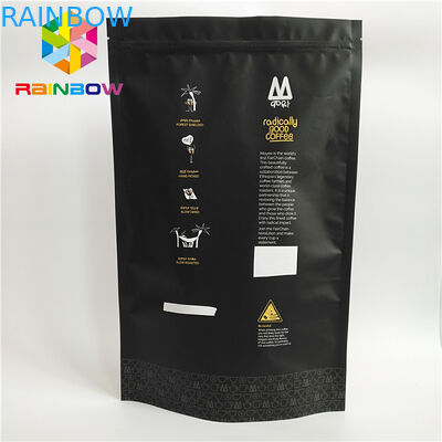 খাদ্য গ্রেড প্লাস্টিকের পাইচ প্যাকেজিং ম্যাট কালো সারফেস কফি ব্যাগ Ziplock এফডিএ চিহ্নিত