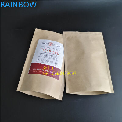 লিফ লোগো প্রিন্টেড চা ব্যাগ প্যাকেজিং ব্রাউন ক্রিপ্ট পেপার জিপার স্পষ্ট উইন্ডো দিয়ে