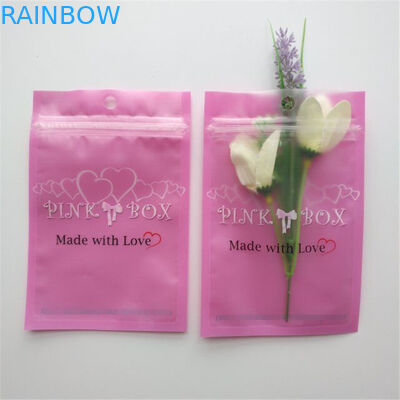 Reseableable প্রসাধনী প্যাকেজিং ব্যাগ গোলাপী পক্ষ্ম কানের দুল নেকলেস গয়না জিপার পাউন্ড