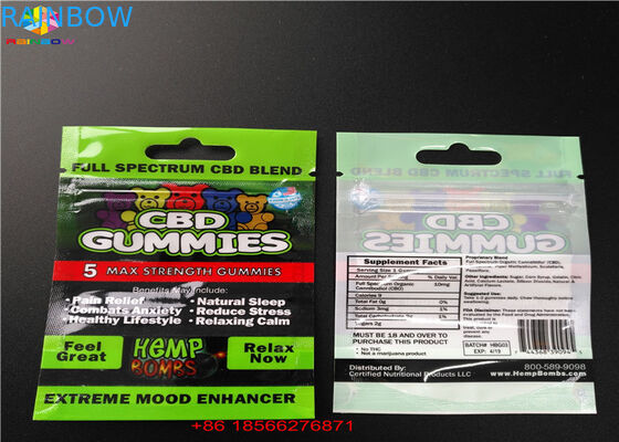 উইন্ডো laminated অ্যালুমিনিয়াম sachet ব্যাগ তাপ সীল খাদ্য জিপ থালা ফয়েল পল ব্যাগ সঙ্গে CBD গামি প্যাকেজিং প্লাস্টিক ব্যাগ