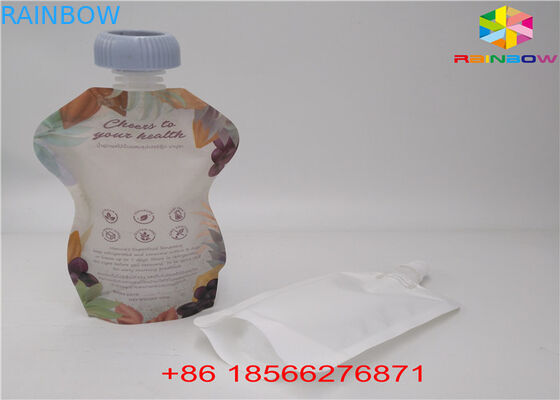 পুনঃব্যবহারযোগ্য তরল স্পাউট ব্যাগ, ক্যাপ Doypack ফয়েল রস স্পাউট সঙ্গে স্ট্যান্ড আপ পাউচ