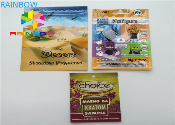 চকচকে / ম্যাট প্রভাব প্লাস্টিকের পাইচ ভেষজ ধূপ জন্য তিন সাইড সীল প্যাকেজিং