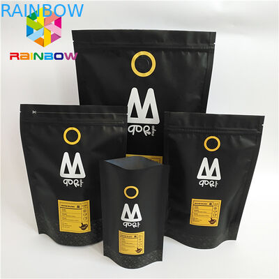 প্লাস্টিকের পাইচ স্ট্যান্ড আপ প্যাকেজিং মুদ্রিত এক ওয়ে ভালভ Ziplock কফি ব্যাগ