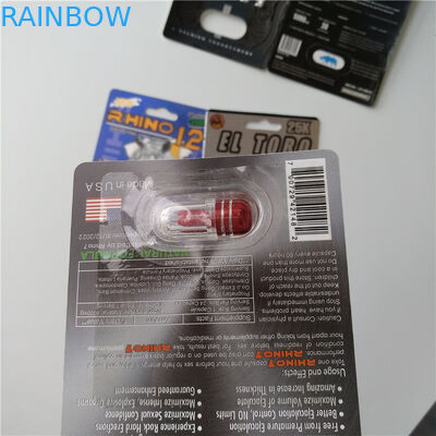 3 ডি কার্ড ফোস্কা প্যাক প্যাকেজিং কাস্টম মুদ্রিত কাগজ কার্ড Rhino 7 জাগুয়ার 30000 সেক্স পিল প্যাক