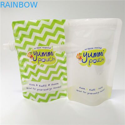 কাস্টমাইজড মুদ্রণ স্পাউট পাউচ প্যাকেজিং শিশু নিরাপদ ঢাকনা পুনর্ব্যবহারযোগ্য শিশুর খাদ্য পাউন্ড