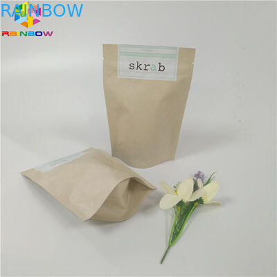 খাদ্য গ্রেড কাস্টমাইজড কাগজ ব্যাগ স্ট্যান্ড আপ পুনর্ব্যবহারযোগ্য শারীরিক স্ক্র্যাব প্যাকেজিং