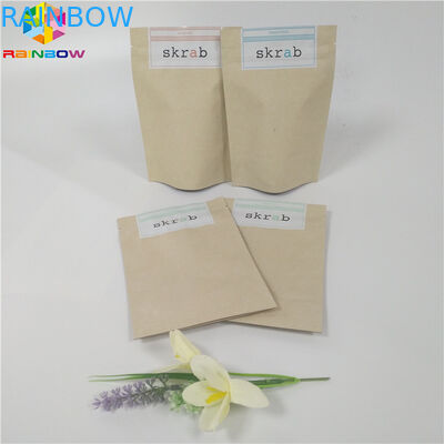 খাদ্য গ্রেড কাস্টমাইজড কাগজ ব্যাগ স্ট্যান্ড আপ পুনর্ব্যবহারযোগ্য শারীরিক স্ক্র্যাব প্যাকেজিং