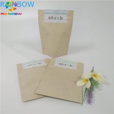 খাদ্য গ্রেড কাস্টমাইজড কাগজ ব্যাগ স্ট্যান্ড আপ পুনর্ব্যবহারযোগ্য শারীরিক স্ক্র্যাব প্যাকেজিং