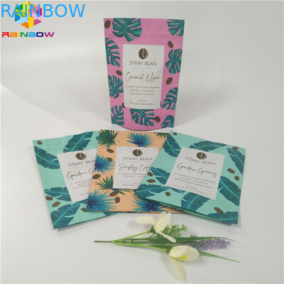 খাদ্য গ্রেড কাস্টমাইজড কাগজ ব্যাগ স্ট্যান্ড আপ পুনর্ব্যবহারযোগ্য শারীরিক স্ক্র্যাব প্যাকেজিং