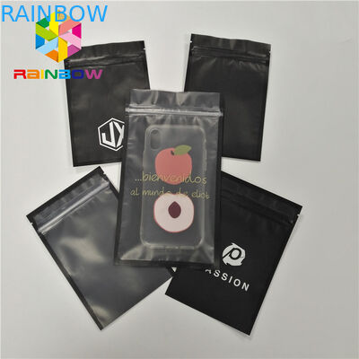 জিপার এবং পরিষ্কার ফ্রন্ট সঙ্গে ফোন শেল প্যাকেজিং জন্য কাস্টম মুদ্রিত তিন সাইড সীল প্লাস্টিক ব্যাগ