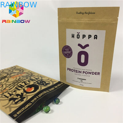 Reseableable কাস্টমাইজড কাগজ ব্যাগ স্বয়ং স্ট্যান্ড স্ন্যাক প্রাকৃতিক খসড়া কাগজ পাউন্ড