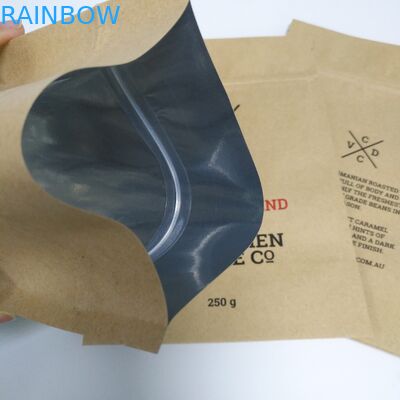 ক্রিড়া ব্রাউন কাগজ স্ন্যাক ব্যাগ প্যাকেজিং আপ জপের সঙ্গে পাউচ ফ্ল্যাট নীচে দাঁড়ানো