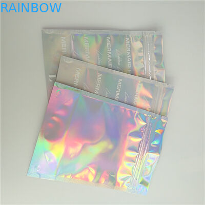 পক্ষ্ম কমেস্টিক প্যাকেজিং জন্য সামনে পরিষ্কার এবং পিছনে হলোগ্রাফিক প্রভাব সঙ্গে হোলোগ্রাফিক ব্যাগ দাঁড়ানো