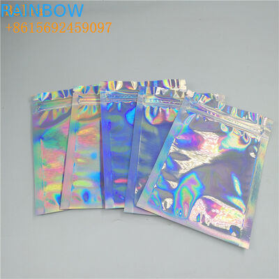 মিনি 3 সাইড সিল হোলোগ্রাফিক মেকআপ ব্যাগ Mylar Ziplock পাউন্ড কাস্টম মুদ্রিত