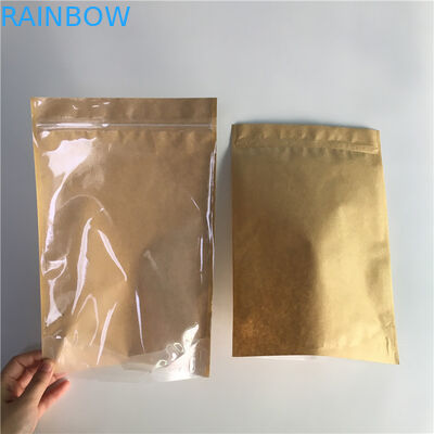 ফুড গ্রেড ক্রাফ্ট পেপার স্ট্যান্ড আপ পাউচ প্যাকেজিং গুড সেলাইবিলিটি জীপ সঙ্গে ট্যাব টানুন