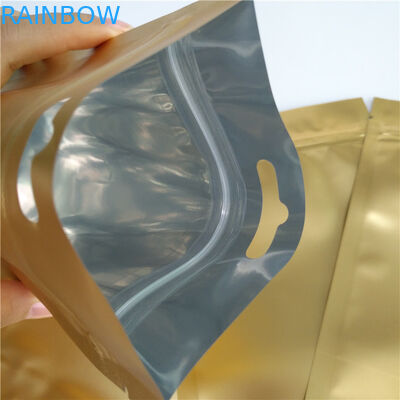 শীর্ষ জিপার দাঁড়ানো পাউন্ড ব্যাগ ইউরো / গোলাকার ঝুলন্ত হোল সঙ্গে স্তরিত উপাদান