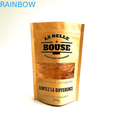 পুনর্ব্যবহারযোগ্য কাস্টমাইজড কাগজ ব্যাগ প্রাকৃতিক জিপ লক উইন্ডো সঙ্গে পাউন্ড আপ স্ট্যান্ড