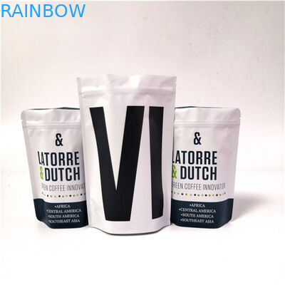 ম্যাট হোয়াইট কফি ব্যাগ প্লাস্টিকের পাইচ প্যাকেজিং অ্যালুমিনিয়াম ফয়েল নিরাময় সীল পাউন্ড