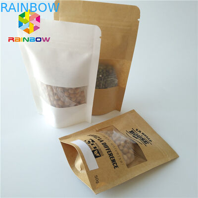 স্যান্ড্যাক খাদ্য প্যাকেজিং ব্যাগ স্ট্যান্ড আপ জিপ লক পরিষ্কার প্লাস্টিকের পাউন্ড উইন্ডো সঙ্গে স্বচ্ছ