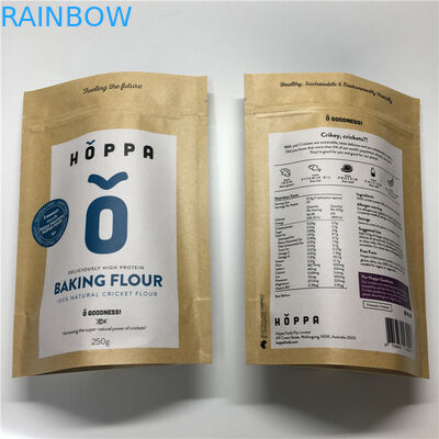 পুনর্ব্যবহারযোগ্য কাস্টম মুদ্রিত কাগজ ব্যাগ খাদ্য ময়দার প্যাকেজিং জন্য অ্যালুমিনিয়াম ফয়েল Ziplock