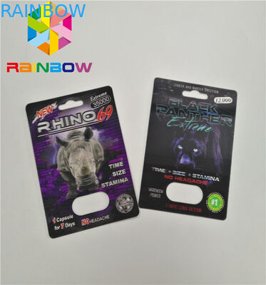 পুরুষের প্যাকেজিং কার্ডের জন্য সাধারণ আকারের ব্লিস্টার কার্ড প্যাকেজিং 3D প্রভাব যৌন পিল