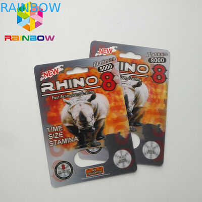 পুরুষের প্যাকেজিং কার্ডের জন্য সাধারণ আকারের ব্লিস্টার কার্ড প্যাকেজিং 3D প্রভাব যৌন পিল