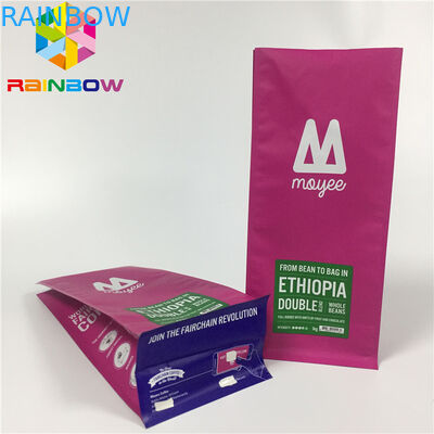 অ্যালুমিনিয়াম ফয়েল পচ প্যাকেজিং, ভালভ সঙ্গে কফি ব্যাগ ফ্ল্যাট নীচে দাঁড়ানো