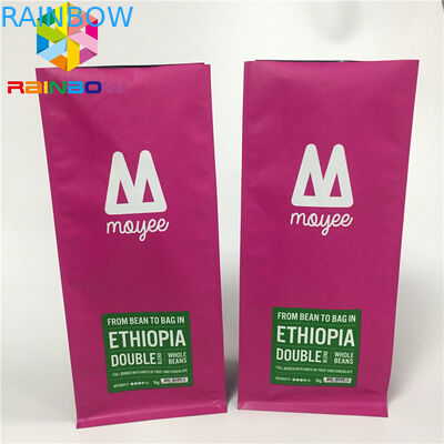 অ্যালুমিনিয়াম ফয়েল পচ প্যাকেজিং, ভালভ সঙ্গে কফি ব্যাগ ফ্ল্যাট নীচে দাঁড়ানো