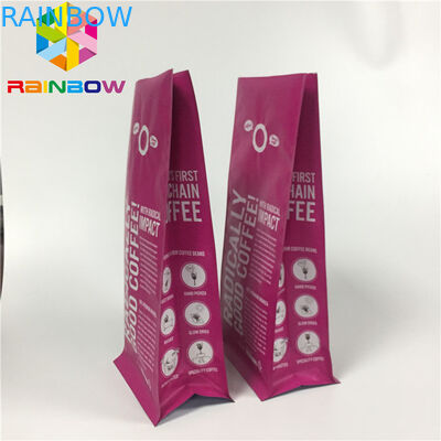 অ্যালুমিনিয়াম ফয়েল পচ প্যাকেজিং, ভালভ সঙ্গে কফি ব্যাগ ফ্ল্যাট নীচে দাঁড়ানো