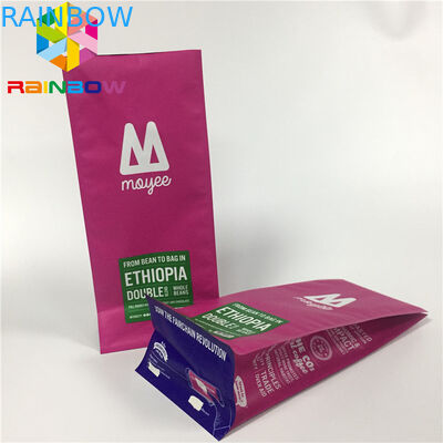 অ্যালুমিনিয়াম ফয়েল পচ প্যাকেজিং, ভালভ সঙ্গে কফি ব্যাগ ফ্ল্যাট নীচে দাঁড়ানো