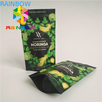 Laminated উপাদান স্ট্যান্ড আপ পাউন্ড ব্যাগ Moringa লিফ পাউডার প্যাকেজিং জিপার সঙ্গে