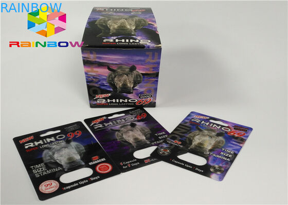 প্লাস্টিক বোতল ফোস্কা কার্ড পুরুষ বর্ধনশীল পিলস 3 ডি কার্ড / প্রদর্শন বাক্স থেকে প্যাকিং ঢোকান