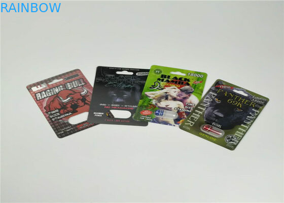 স্লাইড ব্লিস্টার কার্ড প্যাকেজিং পুরুষ বর্ধনশীল পিলস প্যাকিং যৌন পিল 3 ডি প্যাকিং