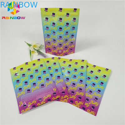 কাস্টম 1oz 3.5 জি ফয়েল পচ প্যাকেজিং গন্ধ প্রুফ আগাছা প্যাকেজিং ব্যাগ চকচকে সারফেস