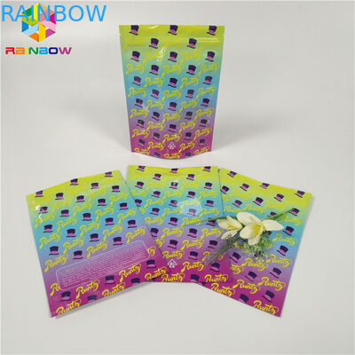 কাস্টম 1oz 3.5 জি ফয়েল পচ প্যাকেজিং গন্ধ প্রুফ আগাছা প্যাকেজিং ব্যাগ চকচকে সারফেস