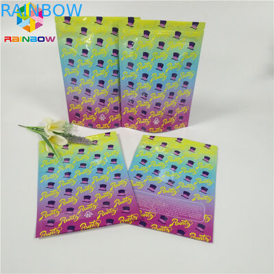 কাস্টম 1oz 3.5 জি ফয়েল পচ প্যাকেজিং গন্ধ প্রুফ আগাছা প্যাকেজিং ব্যাগ চকচকে সারফেস