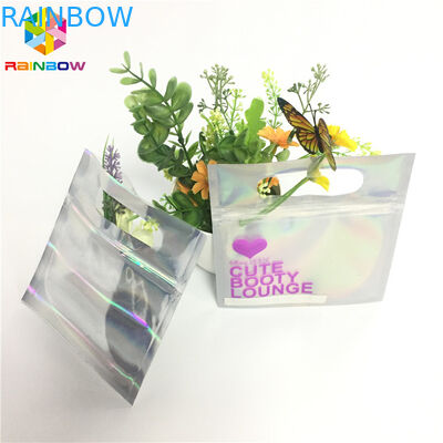 ডিজিটাল মুদ্রণ ফয়েল পচ প্যাকেজিং অঙ্গরাগ নমুনা জন্য পরিষ্কার ফ্রন্ট হোলোরাম জিপ লক ব্যাগ