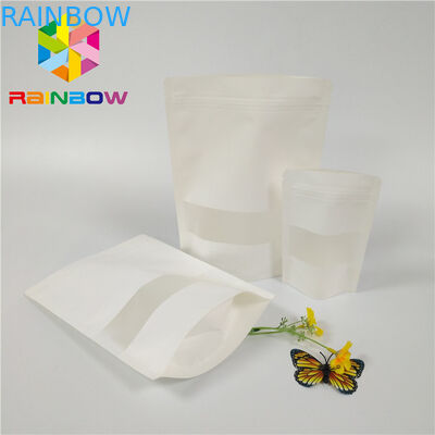 ম্যাট হোয়াইট প্লাস্টিকের পাইচ প্যাকেজিং ডপ্যাক পলি জিপ লক পাউন্ড আয়তক্ষেত্র উইন্ডো আপ স্ট্যান্ড