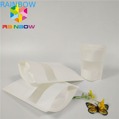 ম্যাট হোয়াইট প্লাস্টিকের পাইচ প্যাকেজিং ডপ্যাক পলি জিপ লক পাউন্ড আয়তক্ষেত্র উইন্ডো আপ স্ট্যান্ড