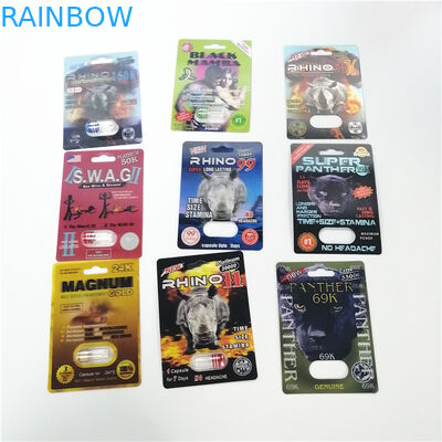 3 ডি Rhino প্লাস্টিক ব্লিস্টার প্যাকেজিং পুরুষ যৌন ক্যাপসুল জন্য নিজস্ব আকার