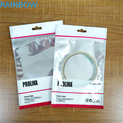 Ziplock ইউএসবি কেবল প্লাস্টিকের পাইচ প্যাকেজিং হ্যান্ডেল সঙ্গে রিসিবলযোগ্য মোবাইল ফোন কেস ব্যাগ