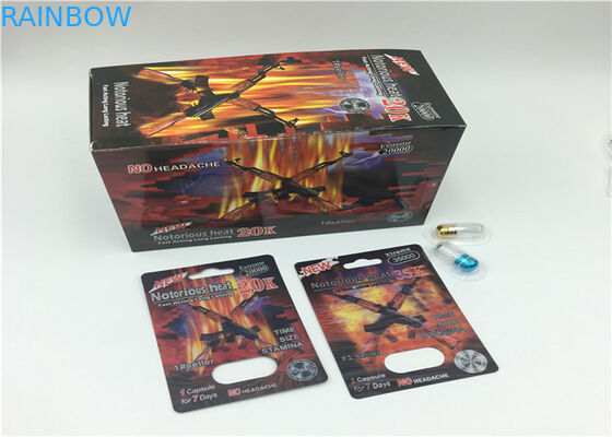 Rhino 69 3 ডি ব্লিস্টার কার্ড প্যাকেজিং প্রদর্শন কাগজ বক্স সঙ্গে ক্যাপসুল পিল কাস্টম রঙ