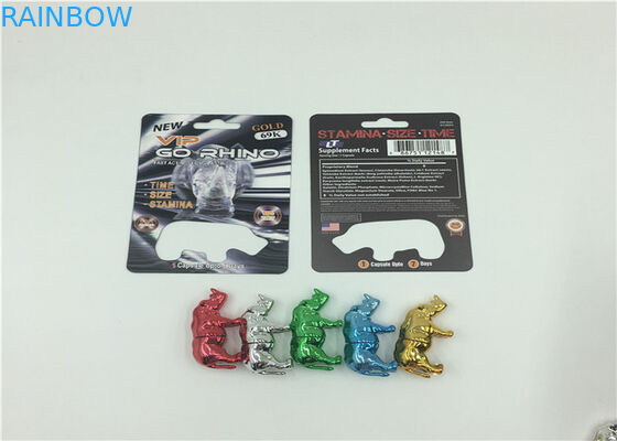 3 ডি হোলোগ্রাম প্রভাব পিল ব্লিস্টার কার্ড প্যাকেজিং Rhino 69 কন্টেইনার বুলেট টেকসই