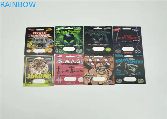 জলরোধী ফোস্কা কার্ড প্যাকেজিং রাইনো 99 50 কে পুরুষ বর্ধন বড়ি 3 ডি প্রভাব ectোকানো কার্ড