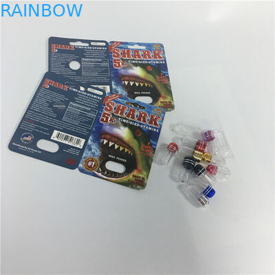 গণ্ডার পুরুষ বর্ধন বড়ি ক্যাপসুল প্যাকেজিং বক্সগুলি ফোস্কা হাঙ্গর কাগজ কার্ডগুলি