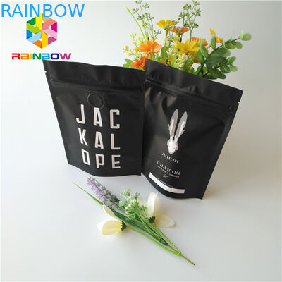 ম্যাট ব্ল্যাক মেটালিক ফয়েল পাউচ জিপার / ভালভের সাথে 2 ওজ কফি ব্যাগ স্ট্যান্ড আপ করুন