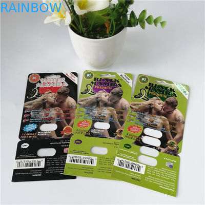 কাস্টমাইজড 3 ডি ব্লিস্টার প্যাক প্যাকেজিং ম্যান যৌন পারফরম্যান্স বর্ধন পিল ফোসকা
