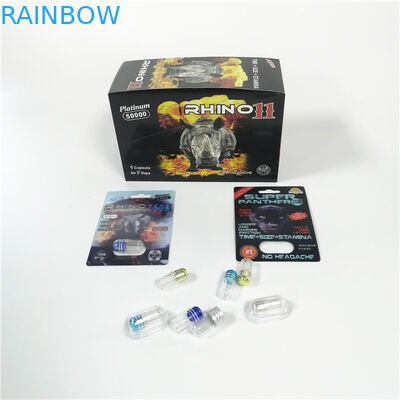 লোগো কাস্টমাইজড সেক্স পিলস ফোস্কা প্যাকেজিং গণ্ডার ব্ল্যাক প্যান্থার পুরুষ বর্ধন ক্যাপসুল প্যাকেজগুলি