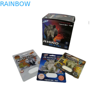 স্লাইড ফোস্কা সন্নিবেশ কার্ড কাগজ বাক্স প্যাকেজিং রাইনো 69 সেক্স পিল 3 ডি প্যাকিং কাস্টমাইজড আকার